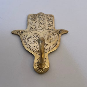 Traditional Moroccan Brass Hamsa Wall Hook | Brass Khmissa