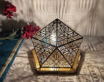 Radiant Moroccan Charm: Handcrafted Brass Table Lamp with Intricate Openwork Lampshade - Illuminate Your Space with Exquisite Elegance