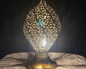 Handcrafted Brass Moroccan Table Lamp in Modern Style