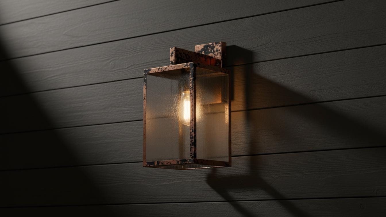 Distressed Copper Outdoor Sconce - Black Patina Box Lantern - Rustic…