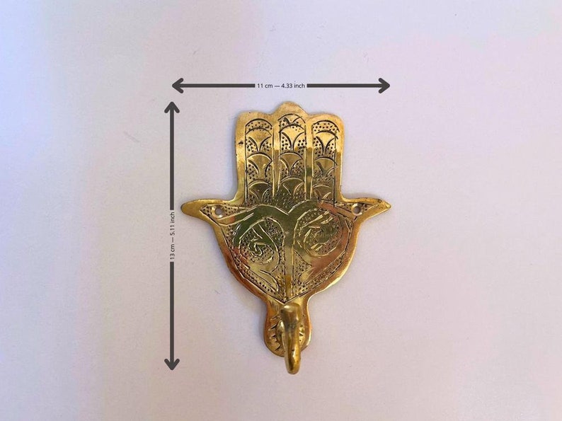 Traditional Moroccan Brass Hamsa Wall Hook Brass Khmissa zdjęcie 6