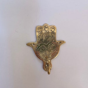 Traditional Moroccan Brass Hamsa Wall Hook Brass Khmissa zdjęcie 4