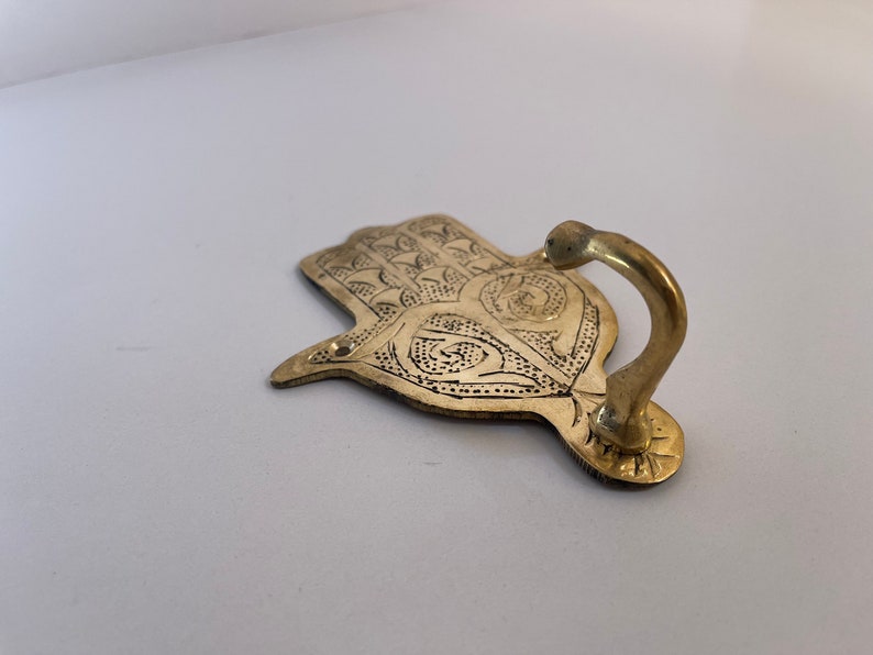 Traditional Moroccan Brass Hamsa Wall Hook Brass Khmissa zdjęcie 5