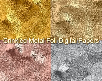 4 Foil Texture Digital Papers for Digital Scrapbooking - digital scrapbook, digital scrapbook paper, foil texture, gold, rose gold, silver,