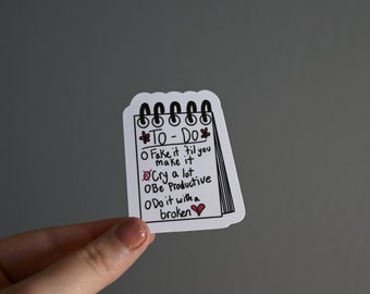 Ik kan het doen met een Broken Heart To-do List-sticker