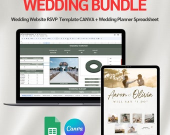 Wedding Bundle  | Wedding Budget Spreadsheet | Canva Wedding Website Template  RSVP Digital Wedding Program |  Wedding Checklist Template