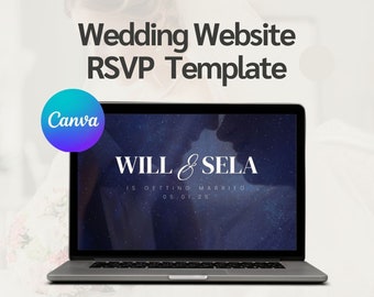 Canva Wedding Website Template Celestial wedding Website Save the date Minimal Canva Website Wedding RSVP Digital Wedding Program Canva