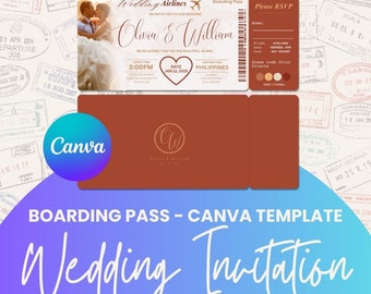 Editable Boarding Pass Canva Template | Printable Airline Ticket Boarding Pass Digital Download DIY Boarding Ticket Canva Templates