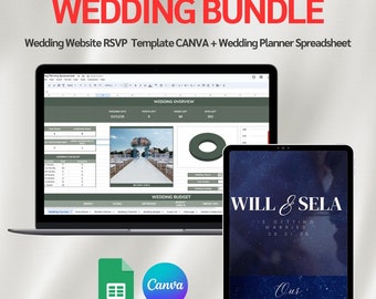 Wedding Bundle  | Wedding Budget Spreadsheet | Canva Wedding Website Template  RSVP Digital Wedding Program |  Wedding Checklist Template