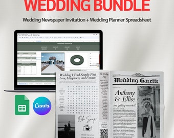 Wedding Bundle | Newspaper Wedding Program Editable Wedding Newspaper Wedding Planning Google Sheets Spreadsheet Wedding Planner Budget