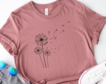 Wildflower Shirt, Dandelion Graphic Tee, Flower Tshirt, Cottagecore Mothers Day Gift Idea, Gift For Her, Cute Floral Shirt For Women