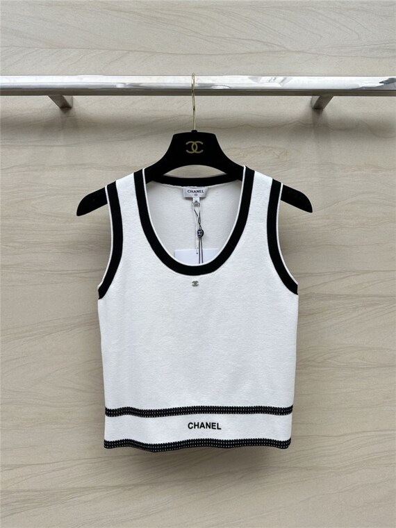 chanel contrast knitted vest top clothing tank top - image 2