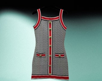 Monogrammed Knit Dress Women Short Bbalmain