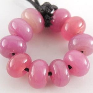 Opalino Pinks Spacers Handmade Lampwork Glass Beads Pinks, Purples 5mm SRA Set of 10 Spacer Beads image 2