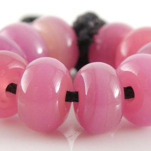 Opalino Pinks Spacers Handmade Lampwork Glass Beads Pinks, Purples 5mm SRA Set of 10 Spacer Beads image 1