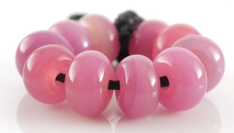 Opalino Pinks Spacers Handmade Lampwork Glass Beads Pinks, Purples 5mm SRA Set of 10 Spacer Beads image 1