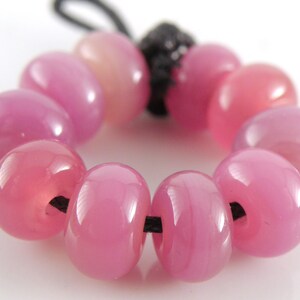 Opalino Pinks Spacers Handmade Lampwork Glass Beads Pinks, Purples 5mm SRA Set of 10 Spacer Beads image 3