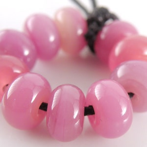 Opalino Pinks Spacers Handmade Lampwork Glass Beads Pinks, Purples 5mm SRA Set of 10 Spacer Beads image 4