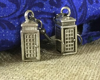 Police Box Phone Booth charm earrings DoctorWho