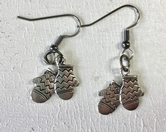 Snowflake Ice Skate Mitten Charm Earrings