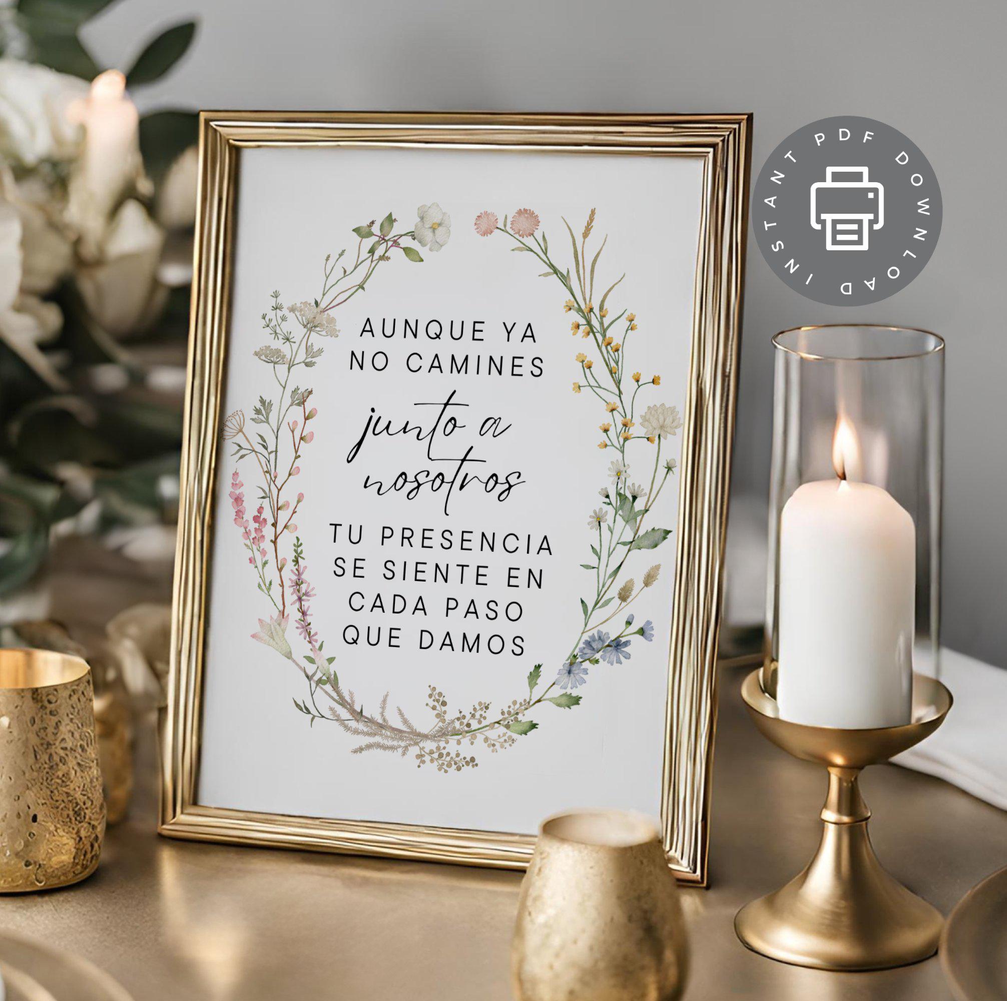 Spanish Funeral Table Sign, Printable Memorial Table Poster, In Loving Memory PDF, Digital Download, Remembrance Decor ID422