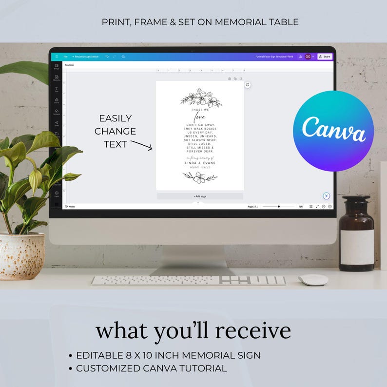 Memorial Table Sign Template, Personalized Memory Table Sign, Memorial ...