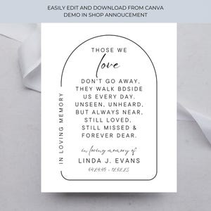 Memorial Signs Examples Memorial Sign Template, Printable in Loving Memory Sign, Sympathy Table ...