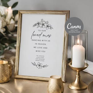 Wedding Memorial Sign, Dancing With Us In Heaven Sign, Loved Ones Memorial Sign, In Memory Table Sign, We Love And Miss You Sign ID234