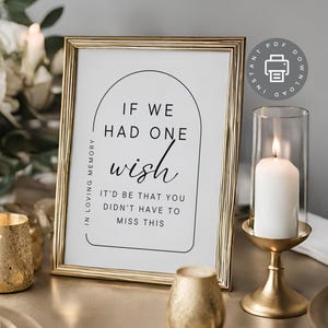 Letrero conmemorativo de boda, Si tuviéramos un deseo PDF, Póster en memoria amorosa, Letrero de mesa de boda, Imagen de recuerdo, Decoración de mesa conmemorativa ID189