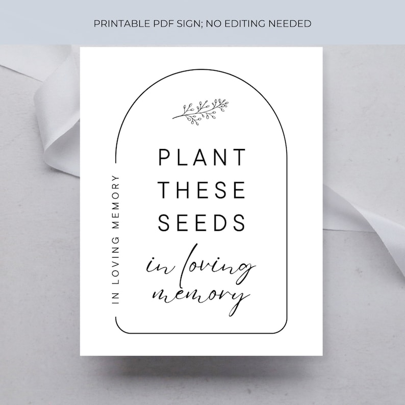 Printable Seed Packet Favor Sign, Celebration of Life Funeral Gift, Memorial Service Thank You ...