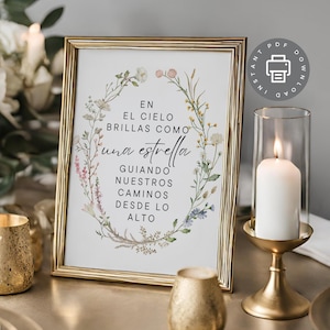 Spanish Funeral Sign, In Memory Poster, Memorial Tribute, Spanish Memorial PDF, Funeral Table Sign, Loving Memory Tribute Quote Decor ID440