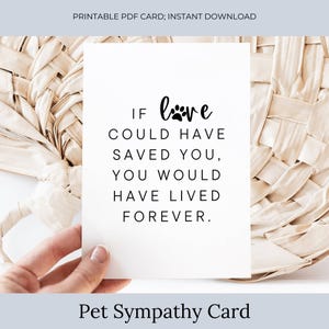 Tarjeta de condolencias para mascotas, poema "Si el amor pudiera haberte salvado", regalo en PDF por la pérdida de un perro, tributo por la pérdida de un gato, en memoria de un ser querido para imprimir, identificación de duelo por una mascota 280