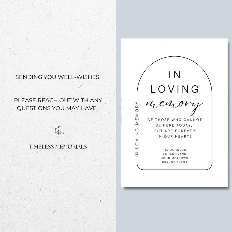 In Loving Memory Wedding Memorial Sign, Digital Download Memorial Table