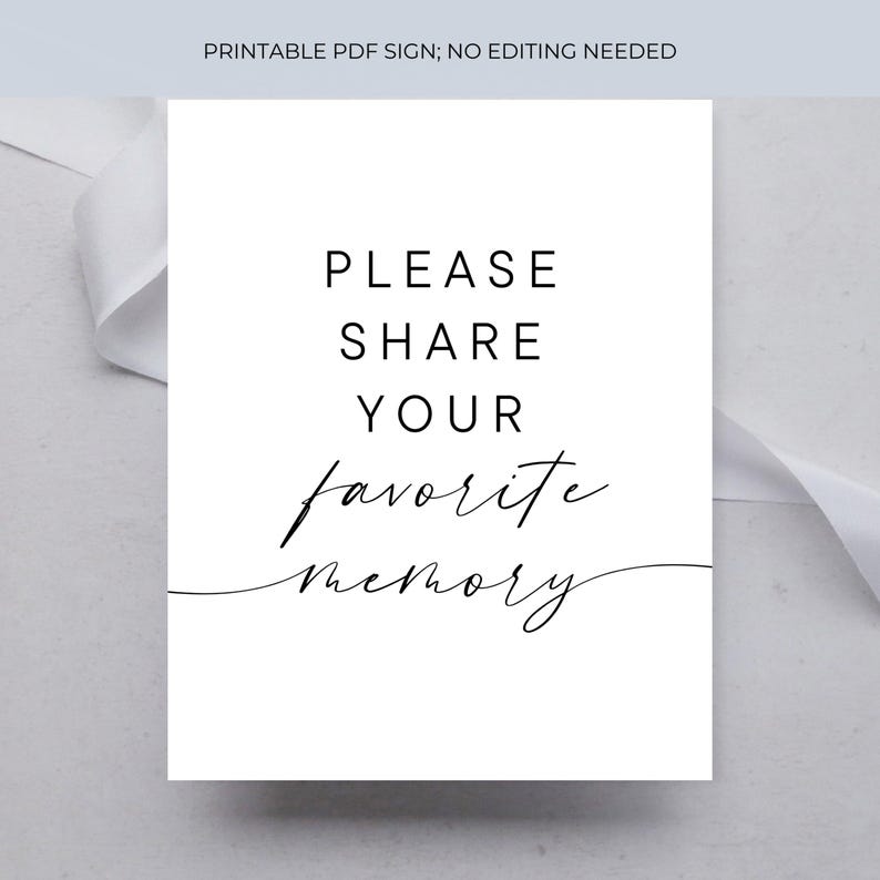 Funeral Share A Memory Memorial Service Sign, Wake Guest Book Sign in ...