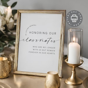 Class Reunion Memorial Sign, Honoring Our Classmates Poster, In Loving Memory, High School Remembrance PDF College Memory Sign Photo ID300