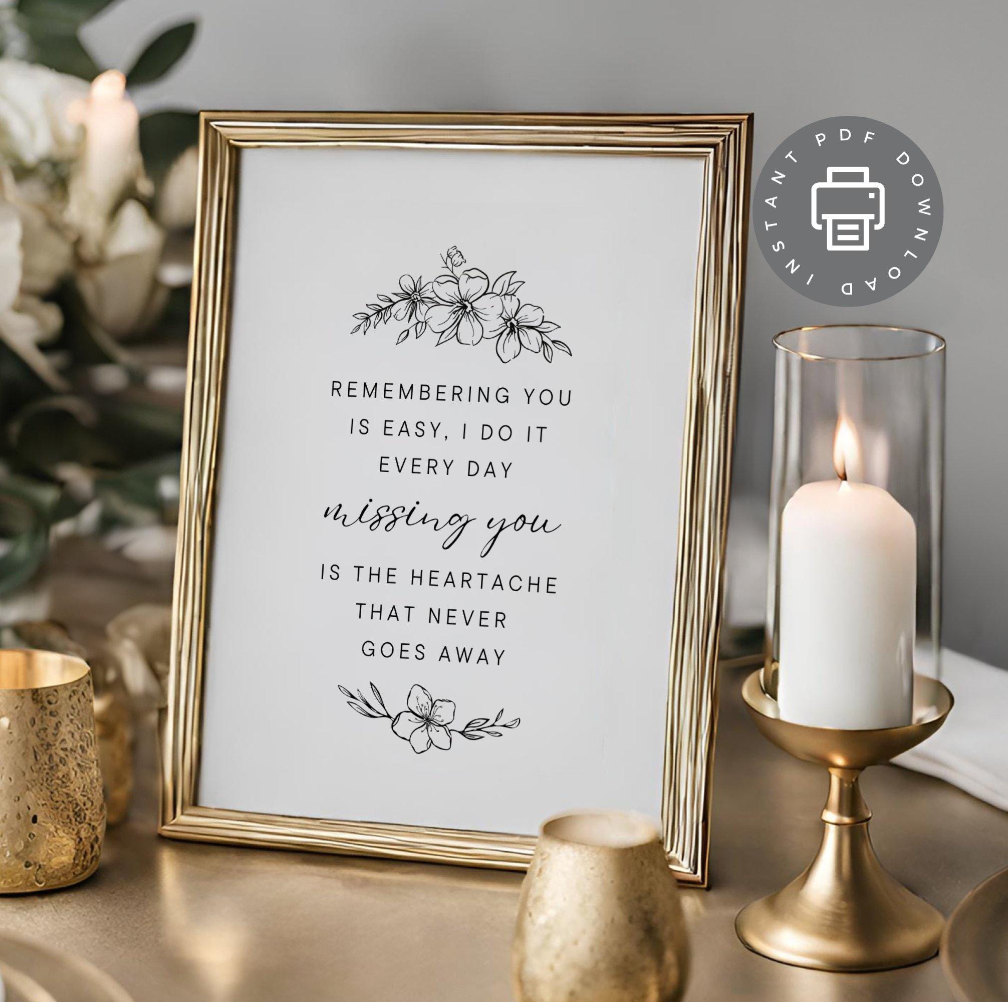 Funeral Memorial Poem Art, Elegant Remembrance Poem Print, Memorial