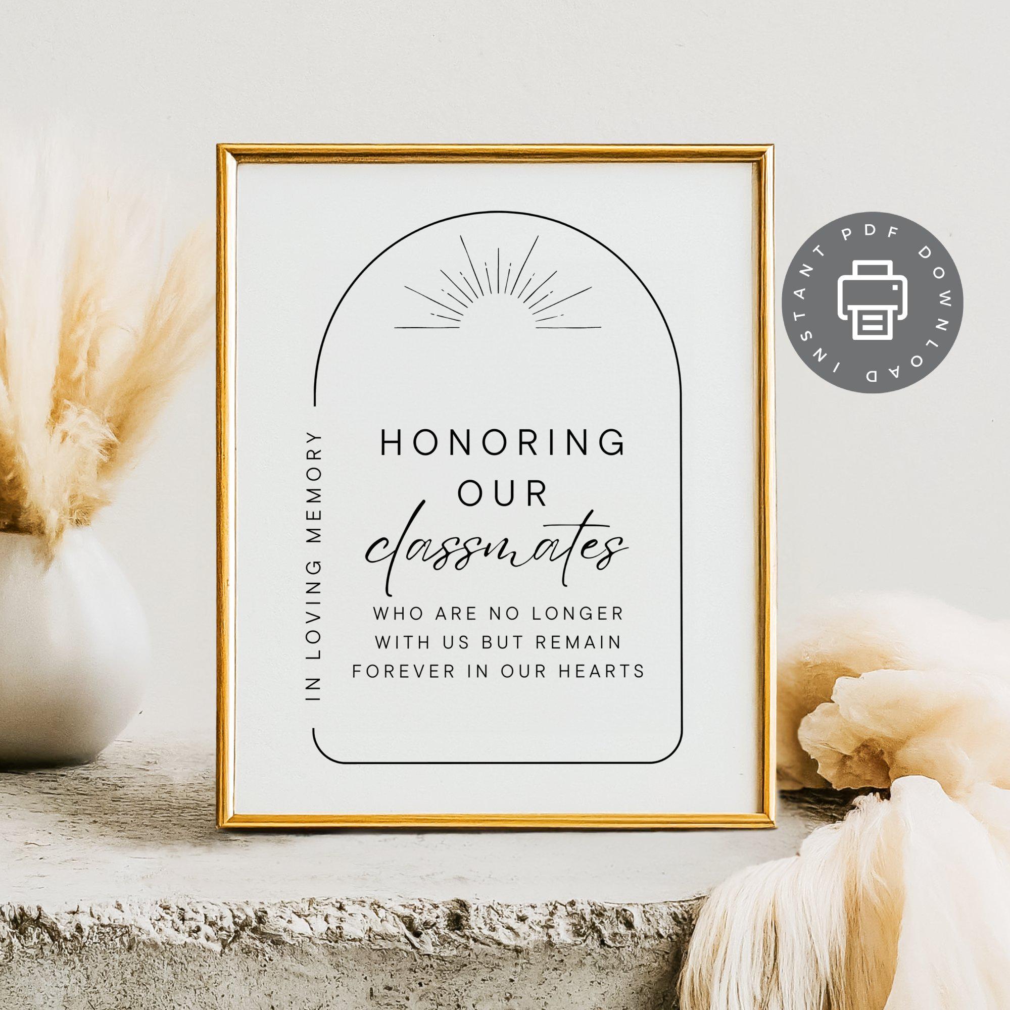 Class Reunion Memorial Sign, Honoring Our Classmates Poster, In Loving Memory, High School Remembrance PDF College Memory Sign Photo ID179