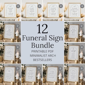 Funeral Sign Bundle, Memorial Poster PDFs, Celebration of Life Printable Poems, Minimalist Funeral Favor Signs, Memory Table PNGs ID494