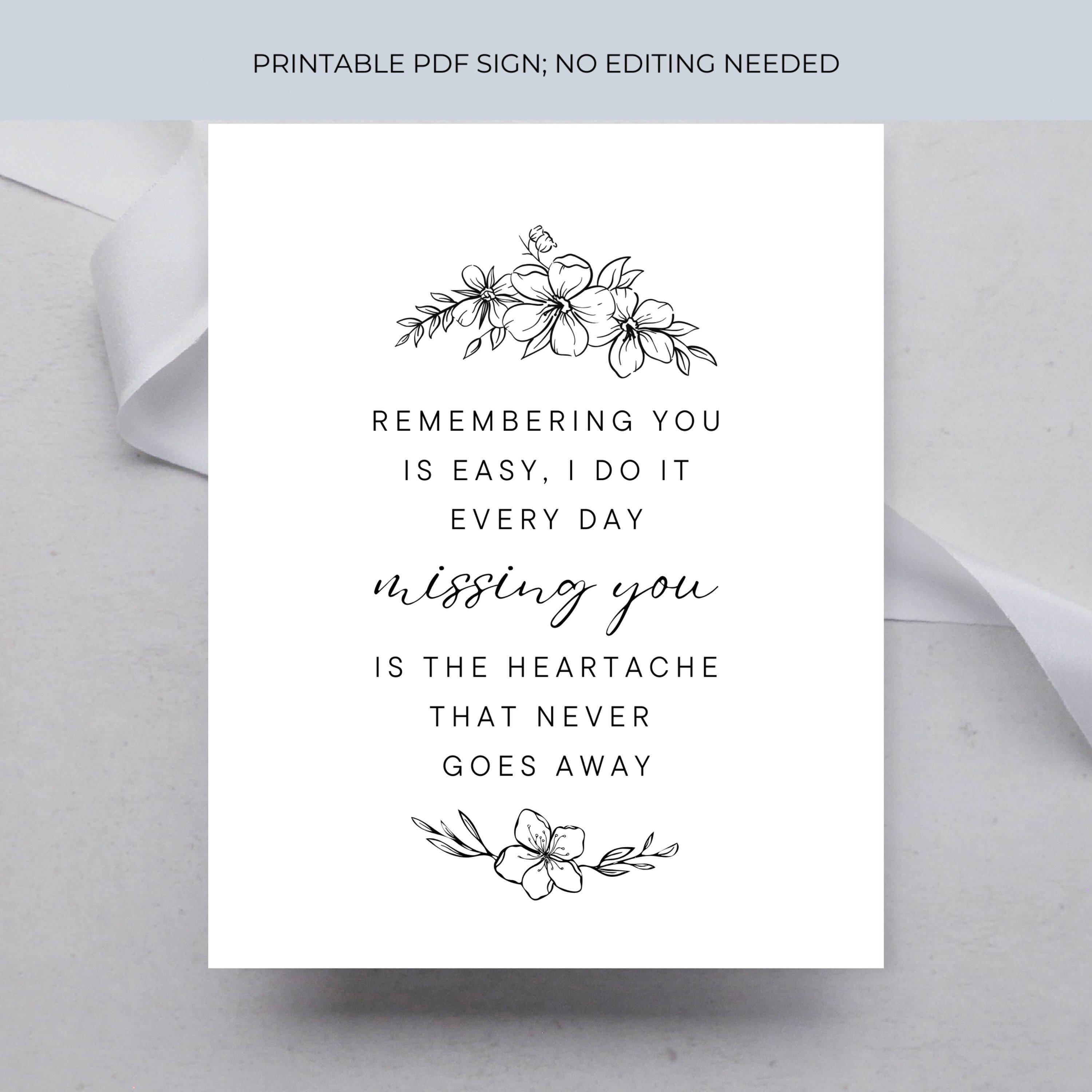 Funeral Memorial Poem Art, Elegant Remembrance Poem Print, Memorial