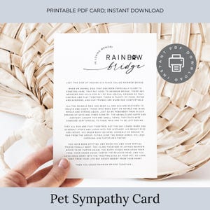 Beileidkarte für Haustiere, Regenbogenbrücke Gedicht, Beileid Geschenk PDF, Verlust der Katze Tribut, In liebevoller Erinnerung Printable, Haustier Trauer ID303