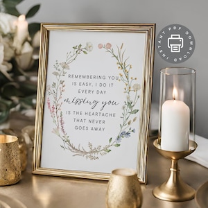 Funeral Memorial Table Poem, Remembrance Printable Poem, Grief Sympathy Gift, Loss of Loved One, Digital Download, Grandparent Tribute ID211