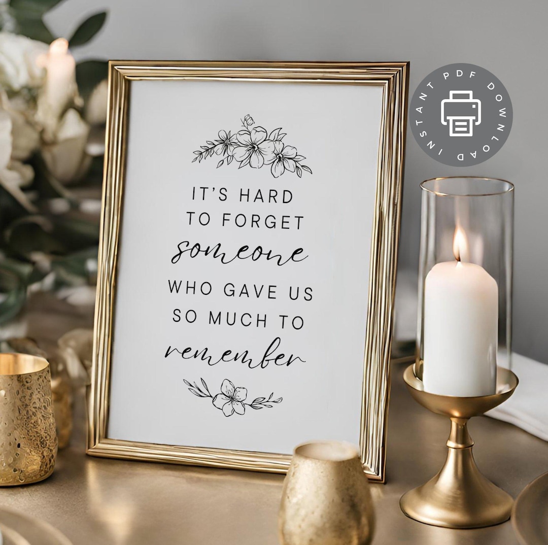 Memorial Funeral Sign Print, Heartfelt Remembrance Table Sign, Digital Download, in Loving ...