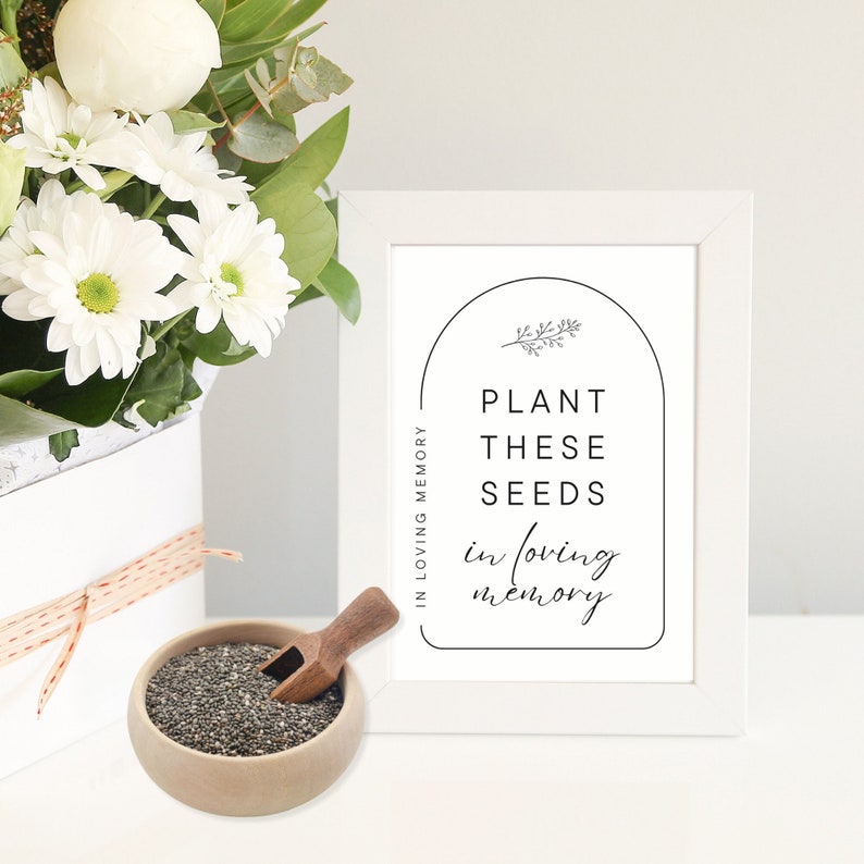 Printable Seed Packet Favor Sign, Celebration of Life Funeral Gift, Memorial Service Thank You ...
