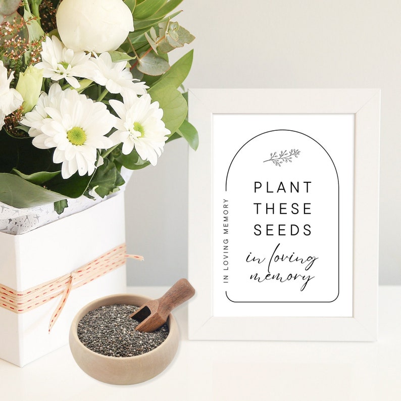 Printable Seed Packet Favor Sign, Celebration of Life Funeral Gift, Memorial Service Thank You ...