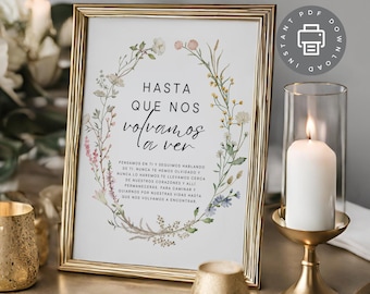 Spanish Memorial Table Sign, Hasta Que Nos Volvamos A Ver Print, Memorial Keepsake, In Loving Memory Decor, Wedding Digital Download ID476