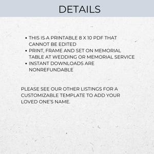 Funeral Memorial Poem Art, Elegant Remembrance Poem Print, Memorial