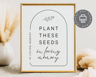 Funeral Favor Sign, Seed Packet Token Gift Poster, Memorial Service Keepsake, Bulk Celebration of Life Guest Gift PDF, Bereavement Present