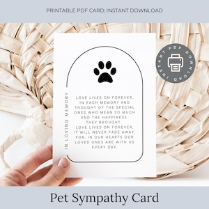Tarjeta de condolencias por pérdida de mascota, tarjeta de condolencias por pérdida de mascota, tarjeta de condolencias por pérdida de mascota, descarga digital, ID360