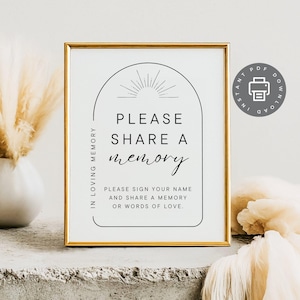 Begrafenis Share A Memory Memorial Service Sign, Wake Guest Book Sign In pdf, condoleance Celebration of Life, Remembrance Sign ID175