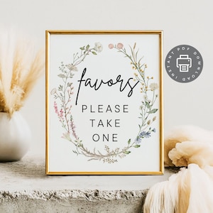 Plaque de faveur pour les funérailles, affiche cadeau symbolique minimale, souvenir de service commémoratif, PDF en gros pour invité célébration de la vie, cadeau de fleurs sauvages ID183